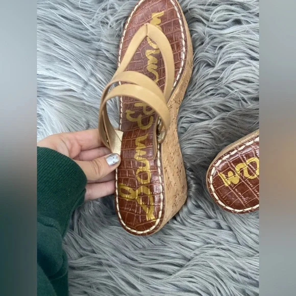 Sam Edelman Women's Size 9 Rasha Wedge Sandal Platform Strappy Tan Beige - Picture 5 of 10